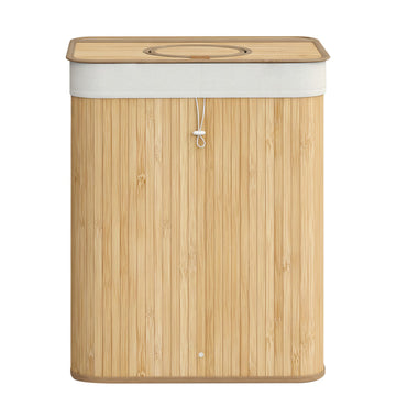 Statiegeldflessenverzamelaar 95 L van bamboe | Beige | 40,5x40,5x61 cm