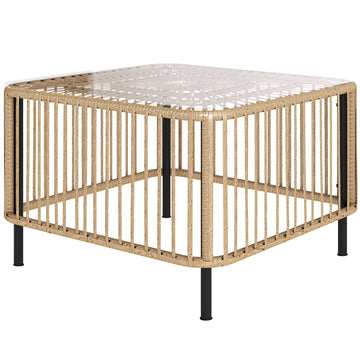 Poly rattan tuintafel - Bijzettafel voor buiten | Kleur: Bruin | Afmetingen: 65x65x43 cm