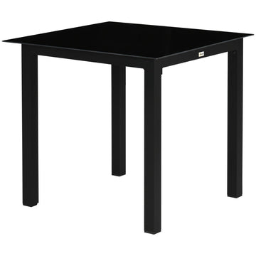 Vierkante tuintafel voor 4 personen | Kleur: Zwart | Afmetingen: 80x80x74 cm