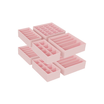 Lade-organizerset - opbergbakken - non-woven - roze - 32 x 32 x 10 cm