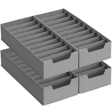 Ondergoedorganizer 4-delige set met vakverdelers | Duifgrijs | 50x22x10 cm