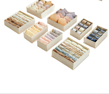 Set ondergoedorganizers - opbergdozen - ladeverdelers - ruimtebesparend - 32x32x10 cm, bruin