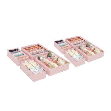 8-delige lade-organizerset - opbergdozen - kastorganizers - roze fleece - 32x32x10 cm