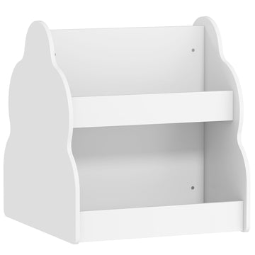 Kinderboekenkast op wielen, 2 etages, 4 vakken | Kleur: Wit | Afmetingen: 50x54x56 cm