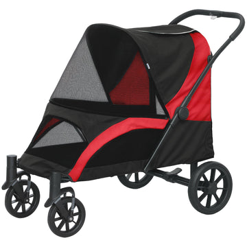 Hondenkar voor grote honden tot 30 kg | Kleur: Zwart, rood | Afmetingen: 67x124x100 cm