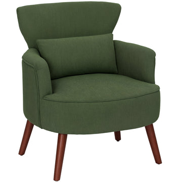Groene fauteuil met armleuningen en lendenkussen | Kleur: Groen | Afmetingen: 69,5x69x78 cm
