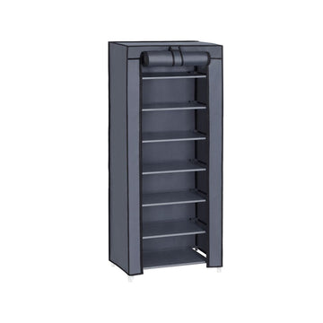 Schoenenrek met stoffen hoes, oprolbare hoes, grijs, 46 x 28 x 126 cm