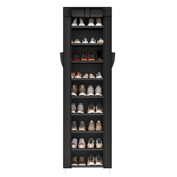 Schoenenrek met 10 niveaus | Zwart | 48x28x160 cm