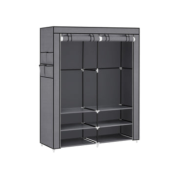 Draagbare kledingkast grijs - staal, vliesstof - 45 x 127 x 176 cm
