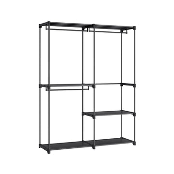 Draagbare zwarte kledingkast - staal/kunststof - 43 x 138 x 182 cm - max. 20 kg per rail