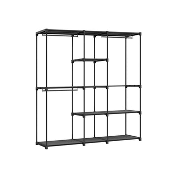 Open kledingkast zwart - kledingrek - stalen frame - stoffen planken - 43 x 182 x 182 cm