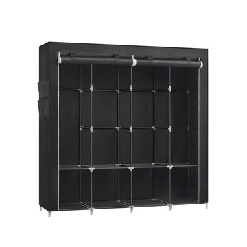 Stoffen kledingkast met 4 zijvakken, zwart, 45 x 170 x 167 cm