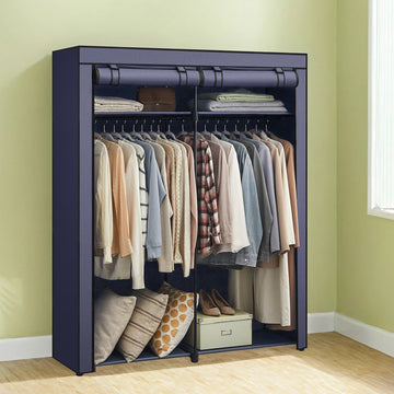 Stoffen kledingkast - kledingorganizer - opbergkast - blauw - 140 x 43 x 174 cm