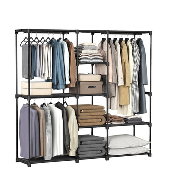 Zwarte open kledingkast - kledingorganizer - opbergrek - staal - 43 x 182 x 182 cm