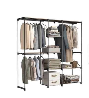 Open kledingkast met kledingrek, stalen frame, ruimtebesparend, 182 x 43 x 182 cm