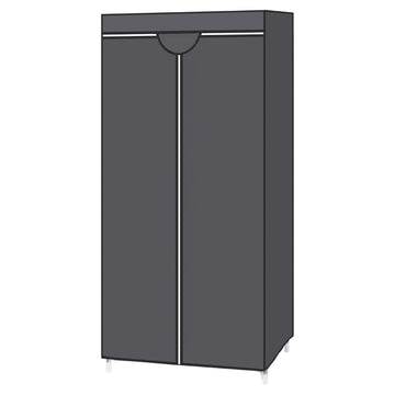 Kledingrek met kledingstang en stoffen kast | Grijs | 75x45x160 cm