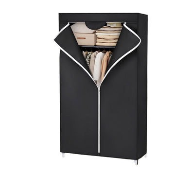 Opvouwbare kledingkast - Draagbare kast - Stofvrije opslag - Fleece - 75x160x45 cm - Zwart