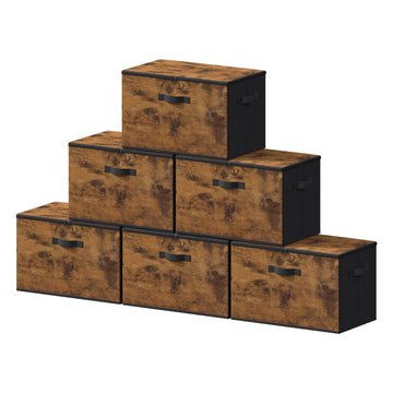 Opvouwbare stoffen opbergbox met handgrepen 6-delig | Zwart | 50x30x30 cm
