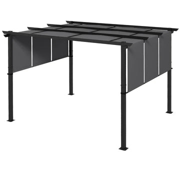 Uitschuifbare pergola met verstelbaar dak | Kleur: Donkergrijs | Afmetingen: 296x357x235 cm