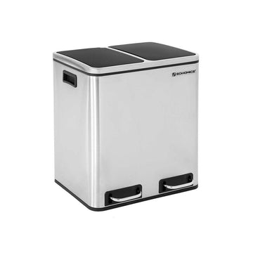 Pedaalemmer 30 liter met softclose, RVS, zilver – 39,5 x 48 x 30,5 cm