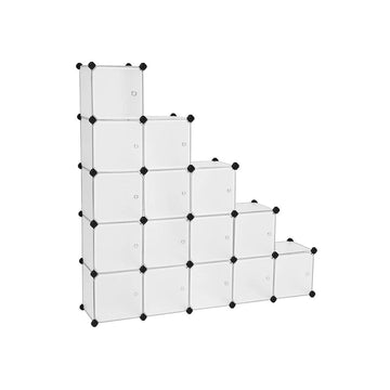Kubusrek met 16 vakken - kledingkast - modulair opbergsysteem - wit - 153 x 133 x 31 cm