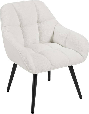 Relaxfauteuil oorfauteuil met badstof en metalen poten | Crème | 64x68,5x78,5 cm