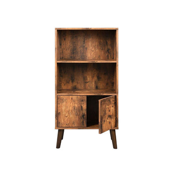 Boekenkast met 2 planken en deuren, houtlook bruin, 60 x 30 x 120 cm