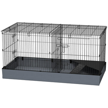 2-in-1 knaagdierkooi | Kleur: Zwart, grijs | Afmetingen: 61x121x61 cm