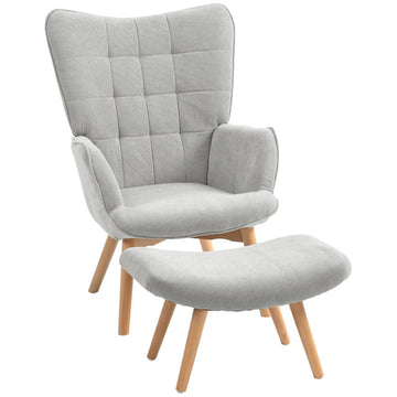 Fauteuil met voetenbank - Grijze relaxstoel | Kleur: Grijs | Afmetingen: 80x72x101 cm