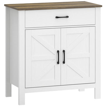 Sideboard met schuifdeuren en verstelbare plank | Kleur: Wit | Afmetingen: 77x39,3x81,5 cm
