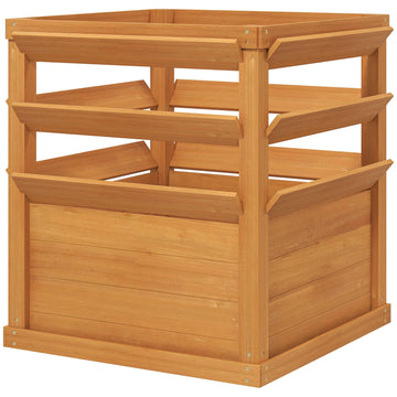 Verhoogde plantenbak met trellis - Houten kweekbak | Kleur: Bruin | Afmetingen: 65x65x60 cm