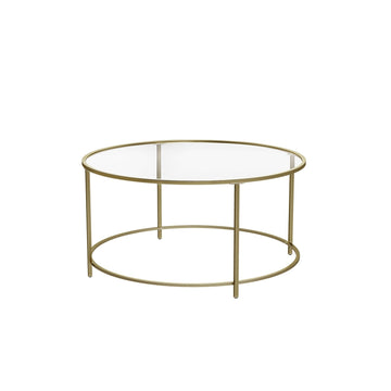 Salontafel met gouden frame en glas - retro - 84 x 84 x 45,5 cm
