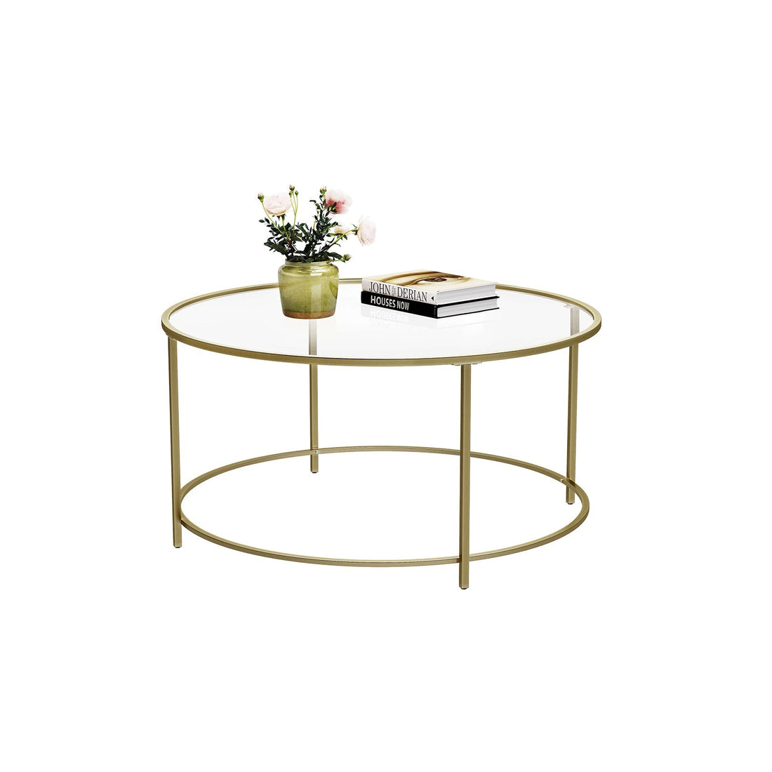 Couchtisch mit goldenem Rahmen und Glas - Retro - 84 x 84 x 45,5 cm