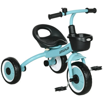 Kinderdriewieler met mandje en bel | Kleur: Blauw | Afmetingen: 50x70.5x58 cm