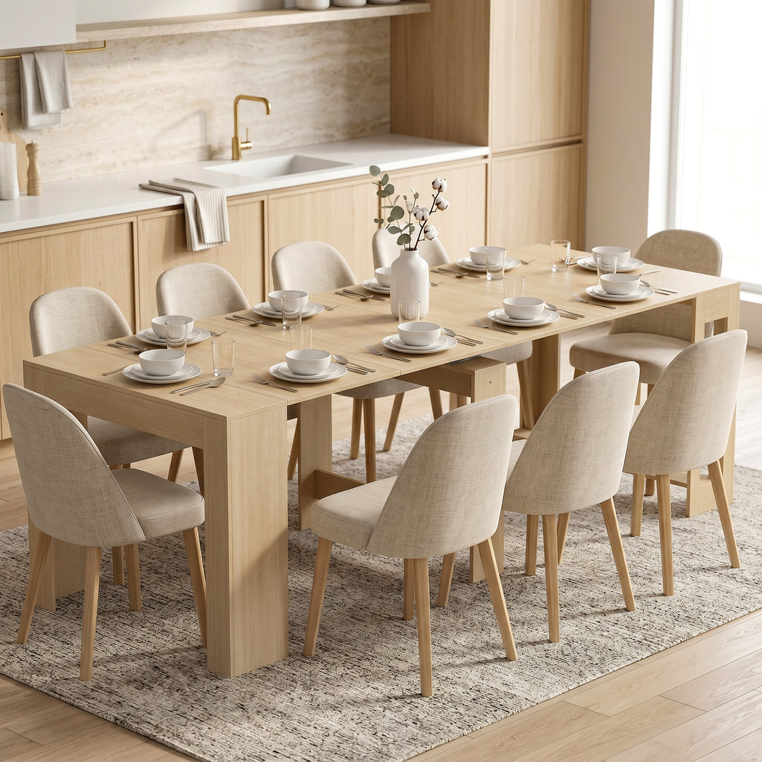 Uitschuifbare eettafel 10 personen - Console | Kleur: Bruin | Afmetingen: 90x240x78 cm