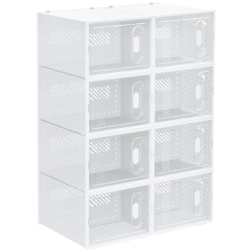 Schoenenrek 8 stapelbare boxen tot maat 46 | Kleur: Transparant-wit | Afmetingen: 36x28x21 cm