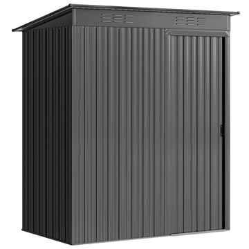 Metalen schuur 1,37 m² met schuifdeur | Kleur: Donkergrijs | Afmetingen: 106x159x181 cm
