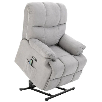Sta-op-fauteuil met massage en warmte - Relaxstoel | Kleur: Grijs | Afmetingen: 83x95x105 cm