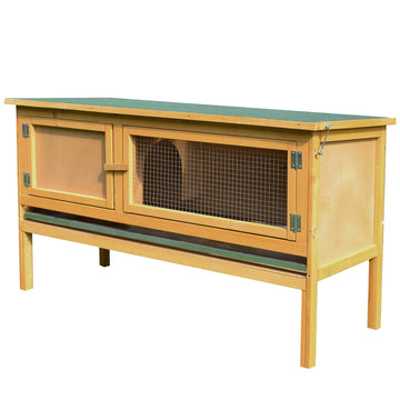 Houten konijnenhok voor binnen en buiten | Kleur: Bruin, Groen | Afmetingen: 115x44.3x65 cm