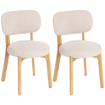 Eetkamerstoelen 2-delige set, bouclé | Kleur: Crème | Afmetingen: 46,5x52x80 cm
