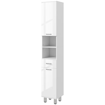 Badkamerkast met lade en verstelbare planken - Wit | Kleur: Wit | Afmetingen: 30x30x180 cm