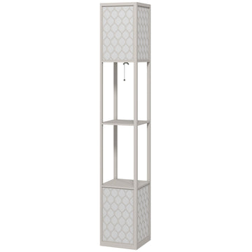 Staande lamp met 2 planken - Wit | Kleur: Wit | Afmetingen: 26x26x156 cm