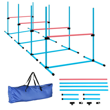4-delige verstelbare agilityset voor honden | Kleur: Blauw | Afmetingen: 65x99x94 cm