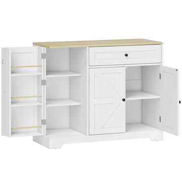 Sideboard in landhuisstijl met schuifdeuren | Kleur: Wit | Afmetingen: 100x40x81 cm