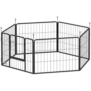 Hondenren - Opvouwbare hondenomheining met deur | Kleur: Zwart | Afmetingen: 80x160x60 cm