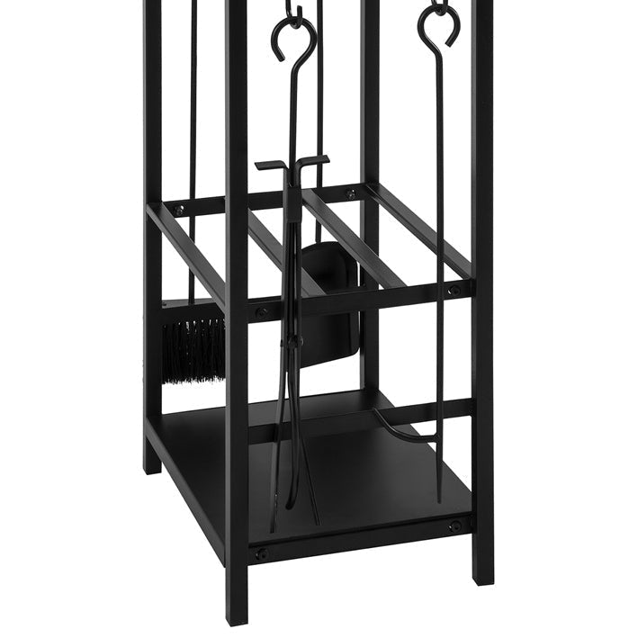 Brandhoutrek met 2 planken - Brandhoutstandaard - Houthouder - Metalen constructie - Georganiseerde en stabiele opslag - Gebruik binnen en buiten - 46 cm x 75 cm x 30 cm