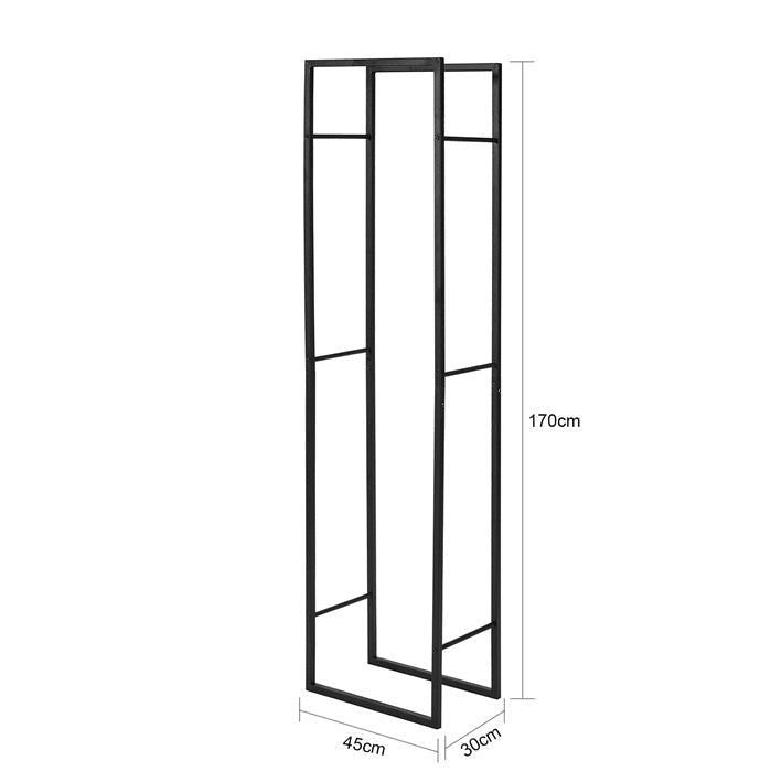 Vedställ i metall - Vedhållare - Vedförvaring - Stabil och hållbar - 45 cm x 170 cm x 30 cm - Skyddar ved - Inomhus- och utomhusbruk