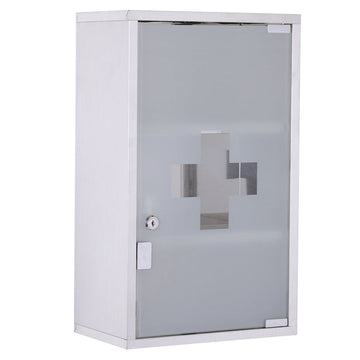 Medicijnkastje - RVS EHBO-kast met slot | Kleur: Zoals afgebeeld | Afmetingen: 30x18x50 cm