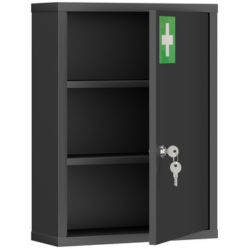 Medicijnkastje met slot, 3 niveaus | Kleur: Zwart | Afmetingen: 40x15x53,5 cm