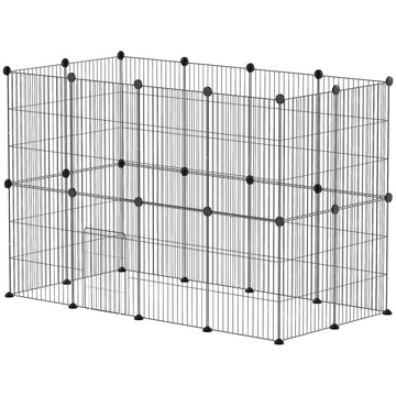 Modulaire dierenkooi voor cavia's en dwergkonijnen | Kleur: Zwart | Afmetingen: 60x120x80 cm